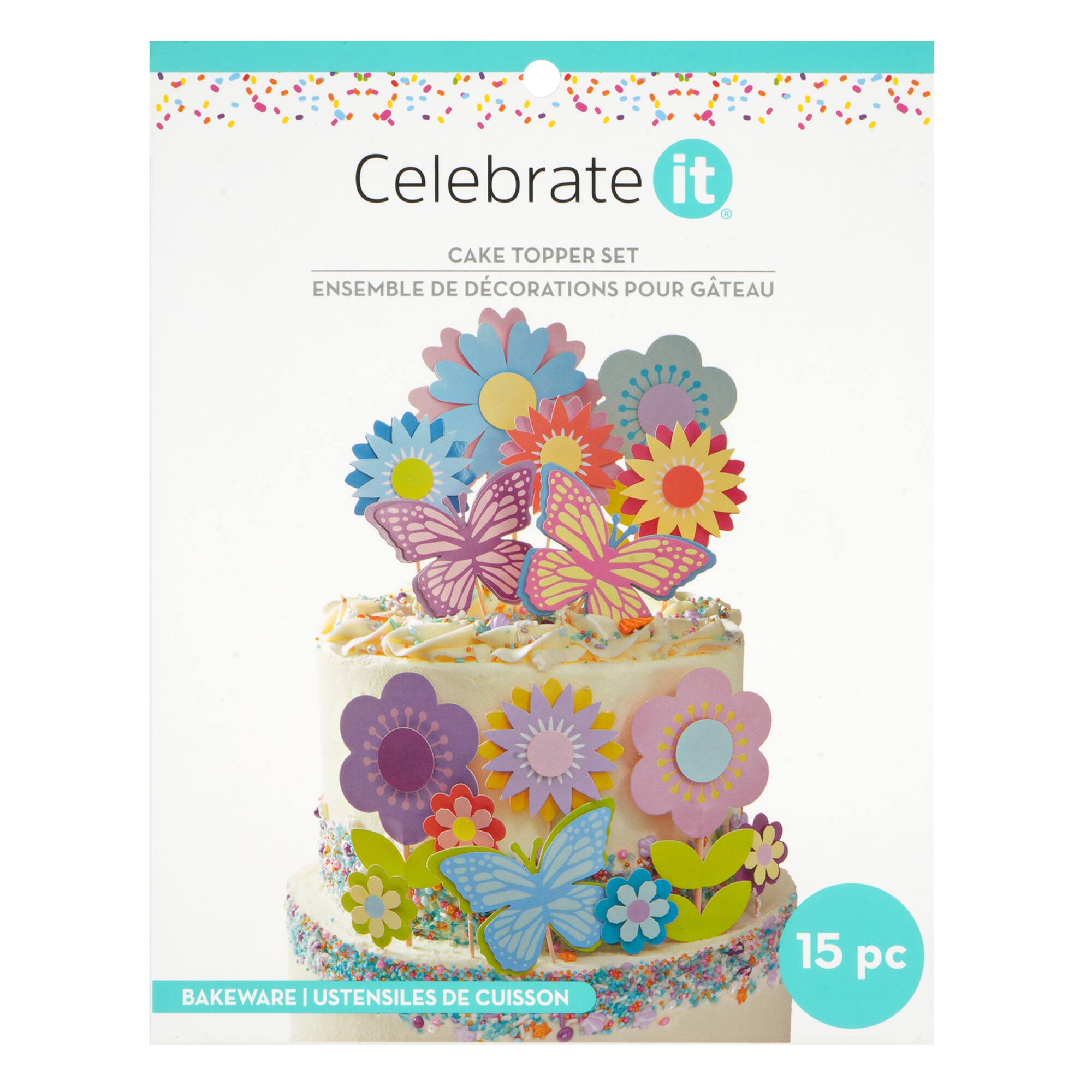Flowers & Butterflies Cake Toper Set by Celebrate It®
